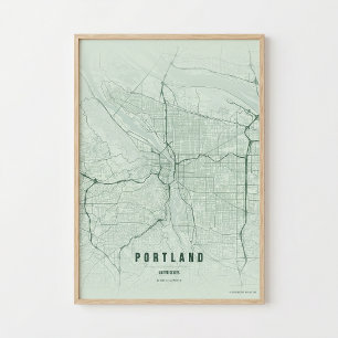 Portland Karte Druck Oregon Stadt Wandbild Poster 