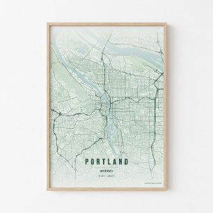 Portland Karte Wald Druck Oregon Wandkunst Poster