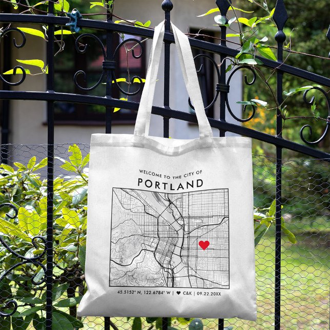 Portland Liebe Locator | City Map Wedding Welcome Tragetasche (Von Creator hochgeladen)