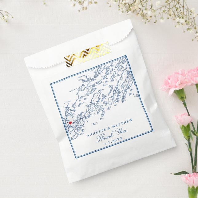 Portland Maine Casco Bay Elegantes Hochzeitspapier Geschenktütchen (Versiegelt)