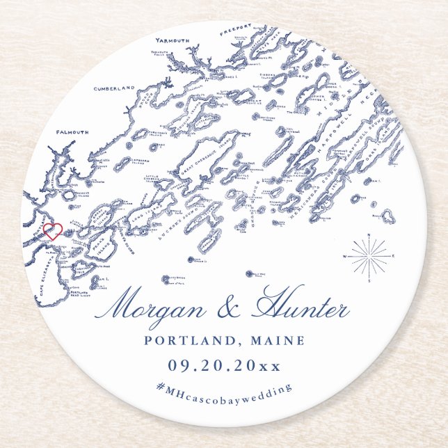 Portland Maine Casco Bay Wedding Untersetzer (Vorderseite)