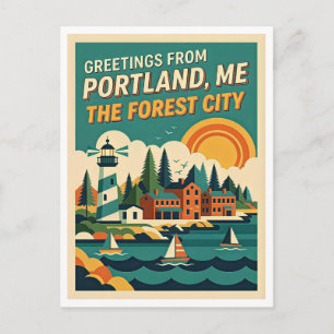 Portland Maine – Die Forest City Retro Reise Postkarte