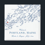 Portland Maine Karte Elegant Wedding Gevor Magnet<br><div class="desc">Schnelle und einfache Bestellung! Diese Magnete von Portland, Maine sind perfekt, um Gäste aus der Stadt mit Begrüßungstaschenfavoriten willkommen zu heißen oder sie für Ihre Hochzeitsfeier zu personalisieren. Ideal für Hochzeiten im Brick South oder Portland Ocean Gateway. Bewegen Sie das Herz, indem Sie unter "Anpassen" auf "Bearbeiten mit dem Designwerkzeug"...</div>