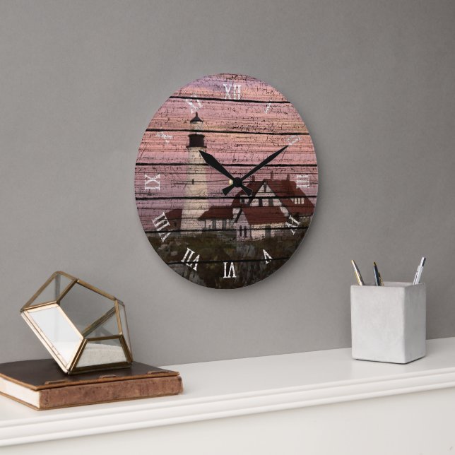 Portland Maine Lighthouse Große Wanduhr (Büro)