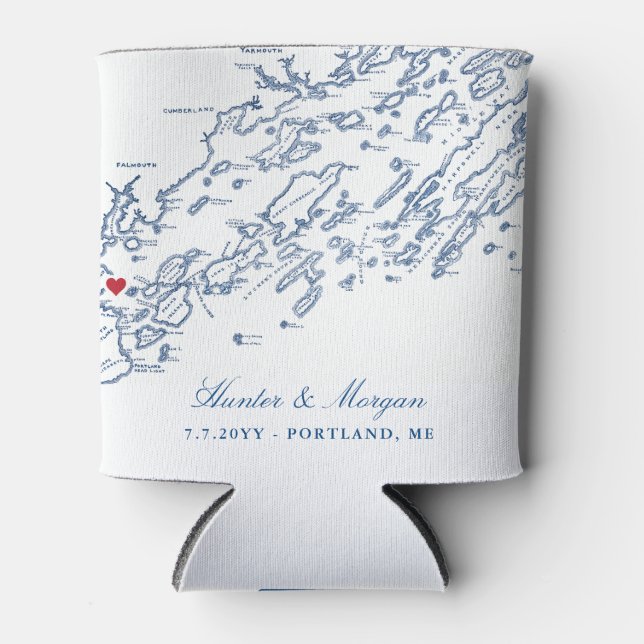 Portland Maine Map Gastgeschenk Hochzeit Drink Hol Dosenkühler (Vorderseite)