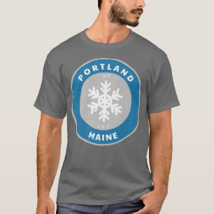 Portland Maine ME Winter Snowflake Abzeichen Souv T-Shirt