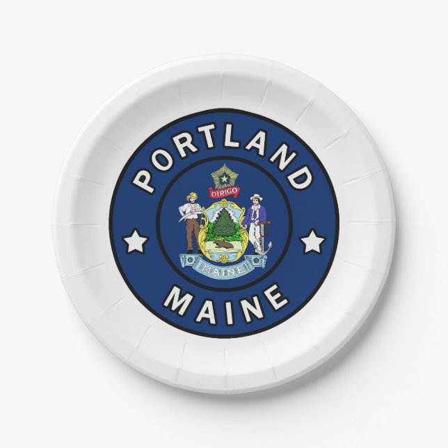 Portland Maine Pappteller (Vorderseite)