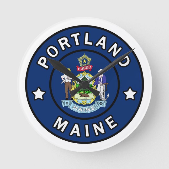 Portland Maine Runde Wanduhr (Vorderseite)