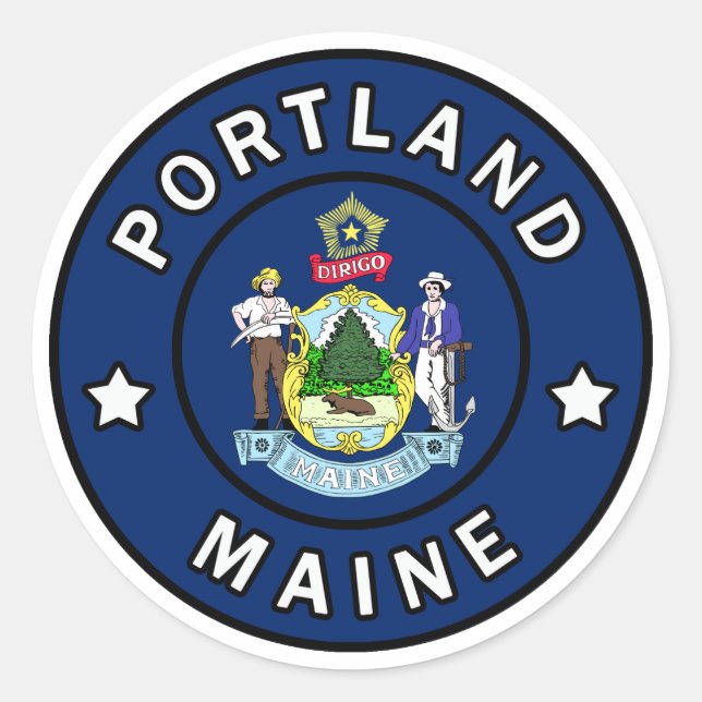 Portland Maine Runder Aufkleber (Vorderseite)