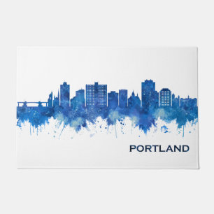 Portland Maine Skyline Blue Fußmatte