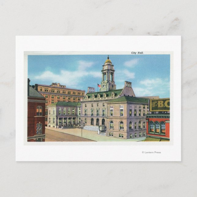 Portland, MaineAußenansicht Rathaus 2 Postkarte (Vorderseite)
