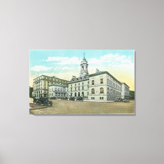 Portland, MaineAußenansicht Rathaus Leinwanddruck (Vorderseite)