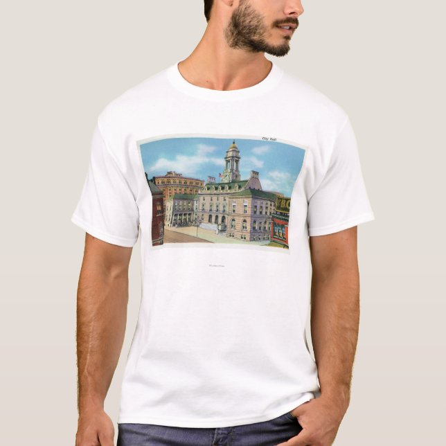 Portland, MaineExterior Ansicht von Rathaus 2 T-Shirt (Vorderseite)