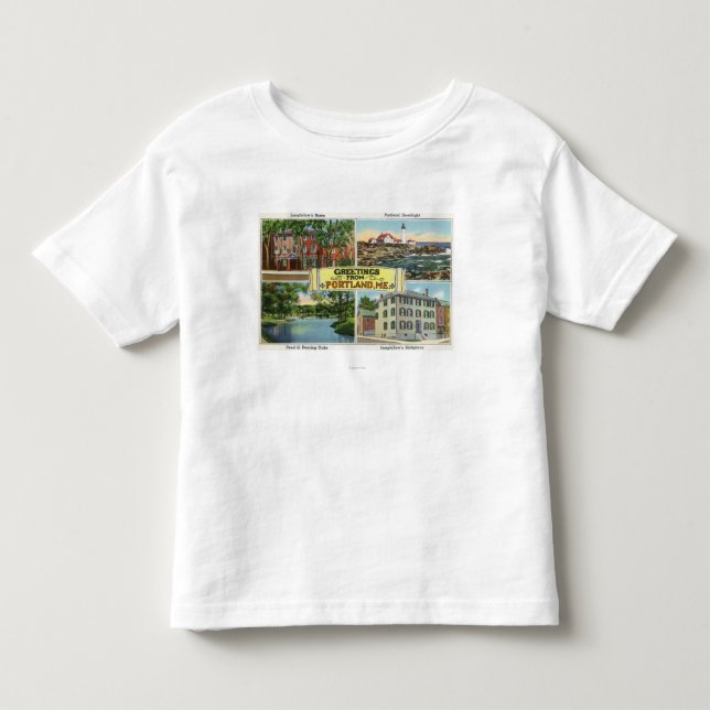 Portland, MaineGreetings von mit landschaftlichem Kleinkind T-shirt (Vorderseite)