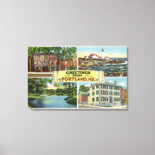 Portland, MaineGreetings von mit landschaftlichem Leinwanddruck