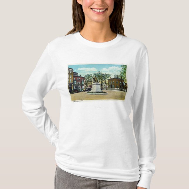 Portland, MaineLongfellow Monument und Quadrat T-Shirt (Vorderseite)