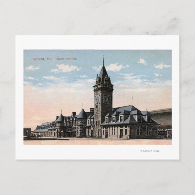 Portland, MaineUnion Bahnhof Postkarte (Vorderseite)