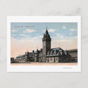 Portland, MaineUnion Bahnhof Postkarte