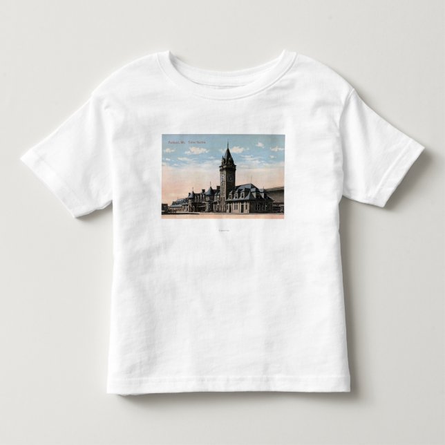 Portland, MaineUnion Stations-Eisenbahn-Ansicht Kleinkind T-shirt (Vorderseite)