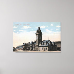 Portland, MaineUnion Stations-Eisenbahn-Ansicht Leinwanddruck