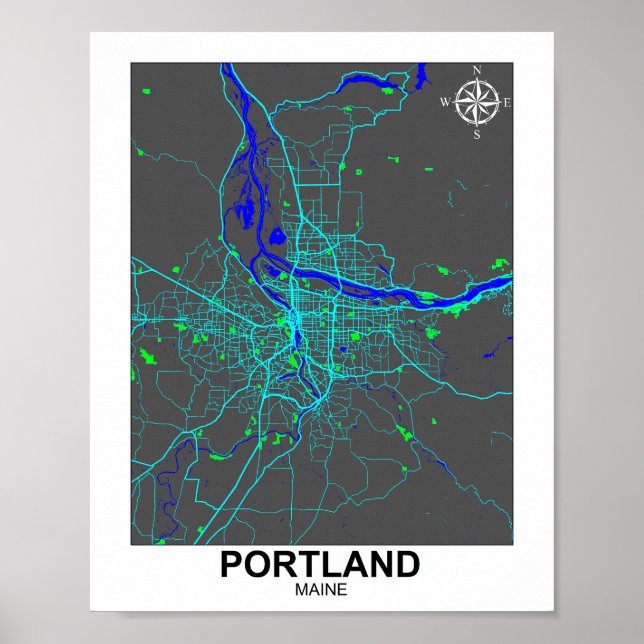 Portland Map Poster (Vorne)
