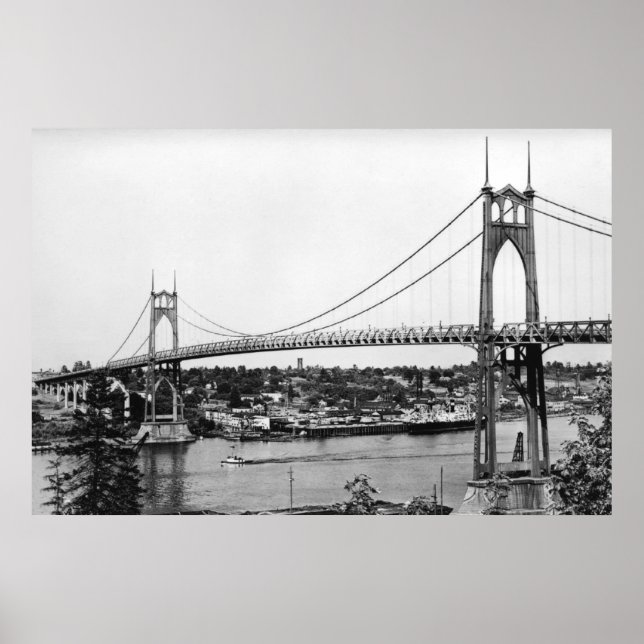 Portland, ODER Aussicht auf die St. John Bridge üb Poster (Vorne)