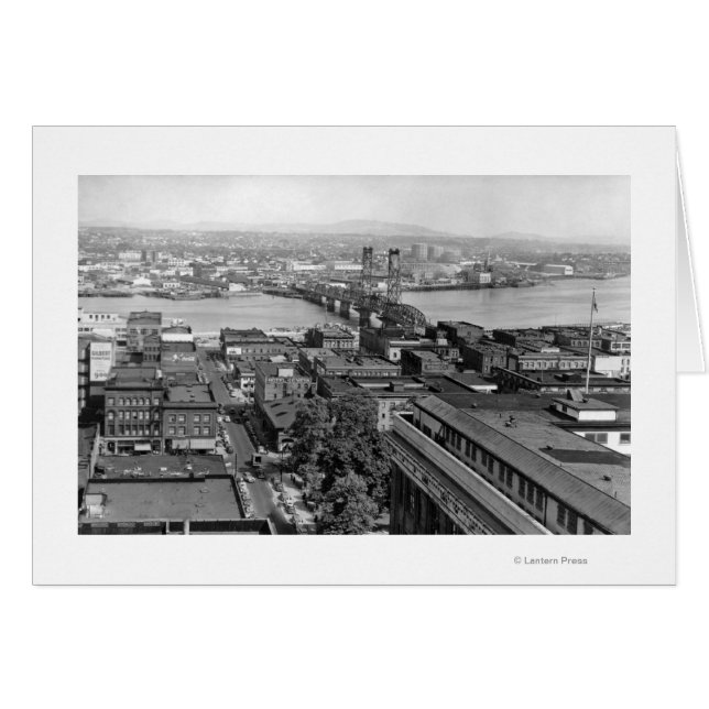 Portland, ODER Aussicht auf Stadt und Hawthorne Br (Vorderseite (Horizontal))