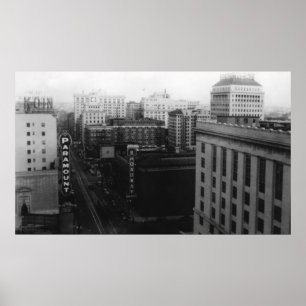 Portland, ODER Blick auf den Broadway von der Main Poster