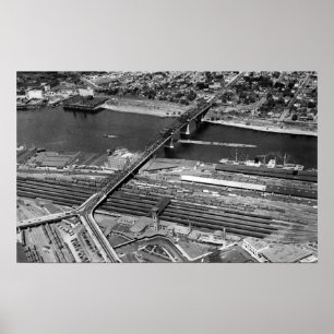 Portland, oder Broadway Bridge und Depot Poster