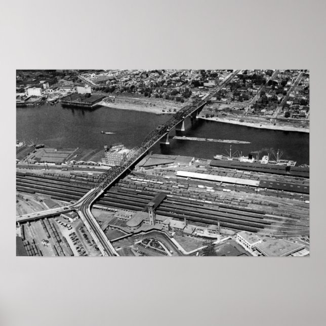 Portland, oder Broadway Bridge und Depot Poster (Vorne)
