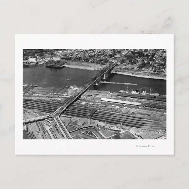 Portland, oder Broadway Bridge und Depot Postkarte (Vorderseite)
