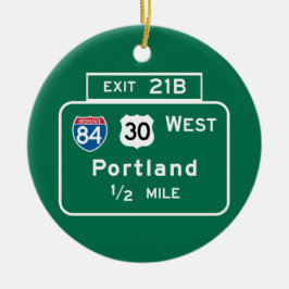 Portland ODER Verkehrsschild Keramikornament