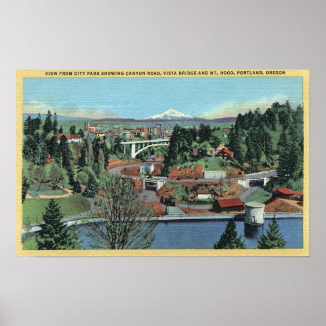 Portland, OR - Aussicht vom Stadtpark Poster (Vorne)