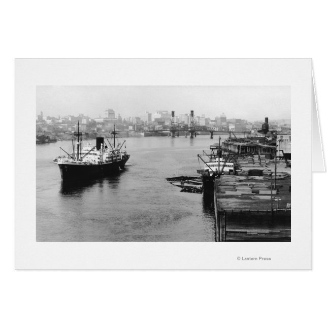 Portland, OR View Lumber Wharf und Ocean Liner (Vorderseite (Horizontal))