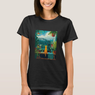 Portland Orange Katze Stadt Sonnenuntergang Kunstw T-Shirt