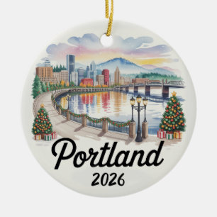 Portland Oregon 2026 Weihnachtsbaumanhänger Reise- Keramik Ornament