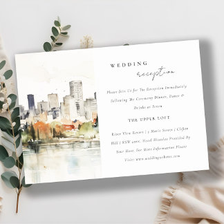 Portland Oregon City Scape Hochzeitsempfang Begleitkarte