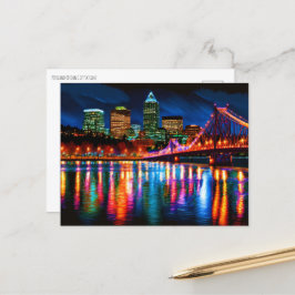 Portland Oregon City Skyline Malerei Postkarte