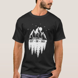 Portland Oregon Gegründet 1851 Berge Bäume S T-Shirt