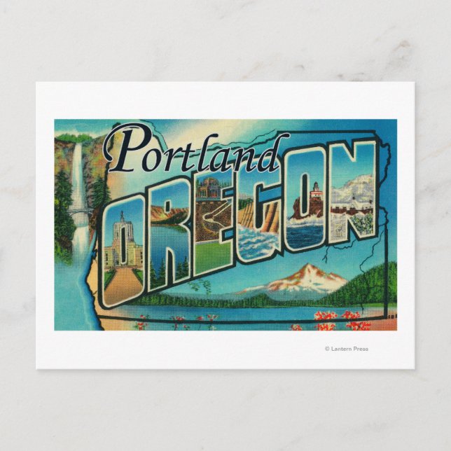 Portland, Oregon, Großbuchstaben Szenen 2 Postkarte (Vorderseite)