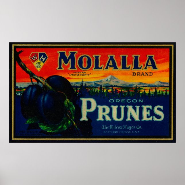 Portland, Oregon, Molalla Prune Poster (Vorne)