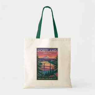 Portland Oregon Mount Hood Reise Kunst Vintage Tragetasche
