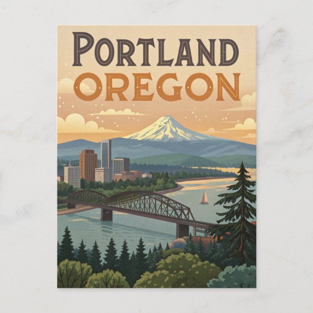 Portland Oregon Mount Hood Skyline Postkarte (Vorderseite)