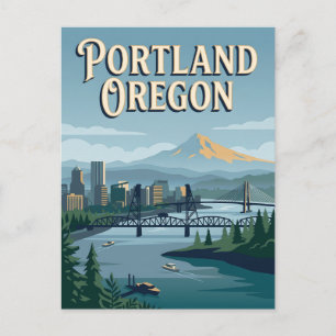 Portland Oregon Mount Hood Stadt Reiseplakat Postkarte