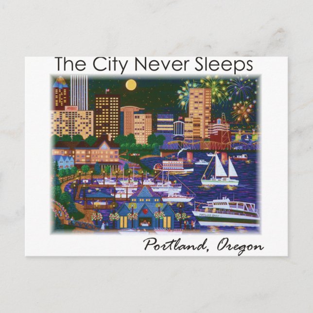Portland Oregon @ Night Postkarte (Vorderseite)