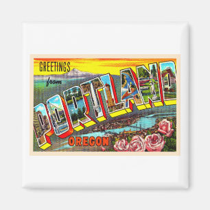 Portland Oregon ODER Vintager Großbuchstabe Postk Magnet