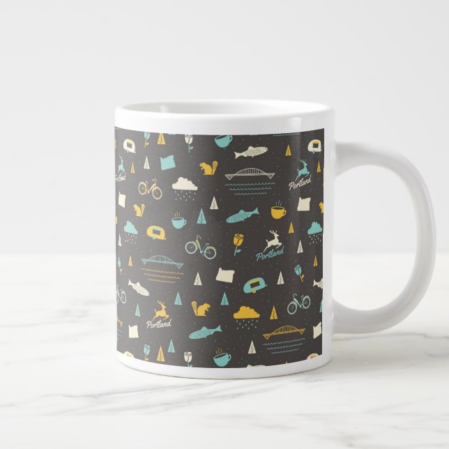 Portland, Oregon Pattern Jumbo-Tasse (Rechts)