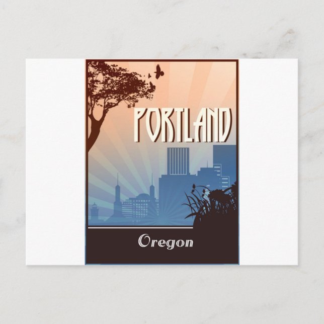 Portland, Oregon Retro Art Postkarte (Vorderseite)