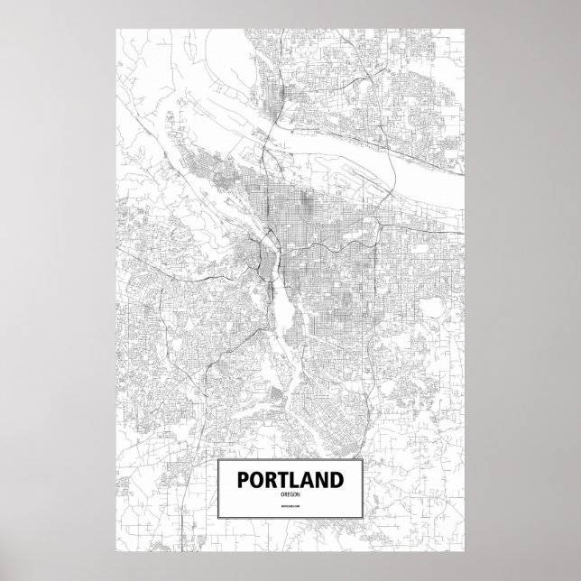 Portland, Oregon (schwarz auf weiß) Poster (Vorne)