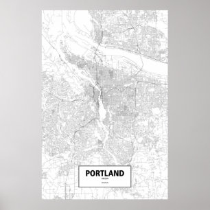 Portland, Oregon (Schwarzes auf Weiß) Poster